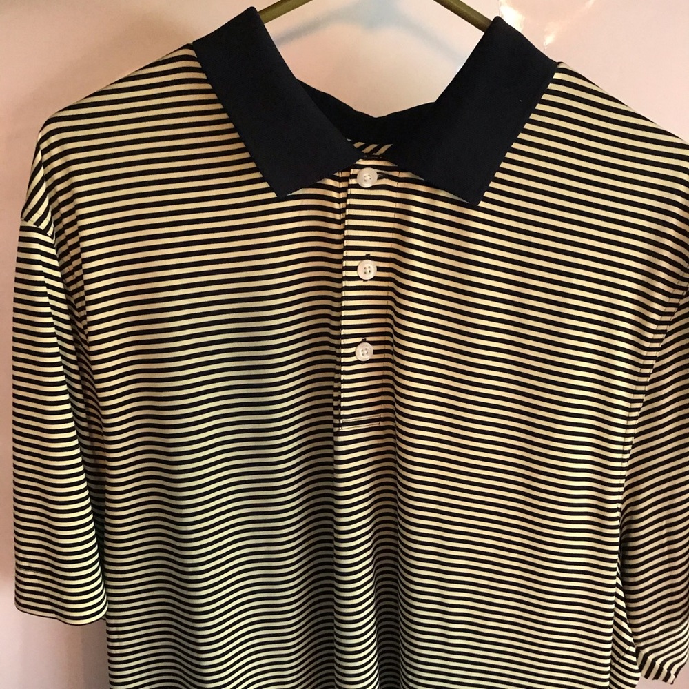 Golf T Shirt Stripes Light Yellow Dark Blue XL